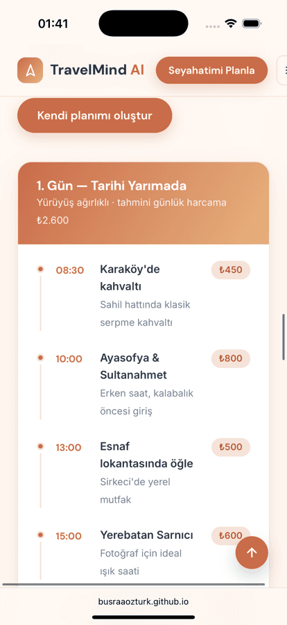 Yapay Zeka ile Seyahat Planlama Uygulaması